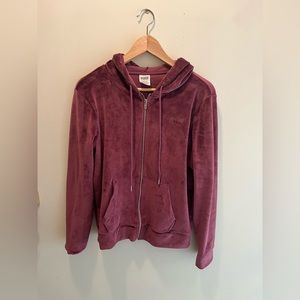 Victoria’s Secret PINK velour zip up hoodie size large maroon